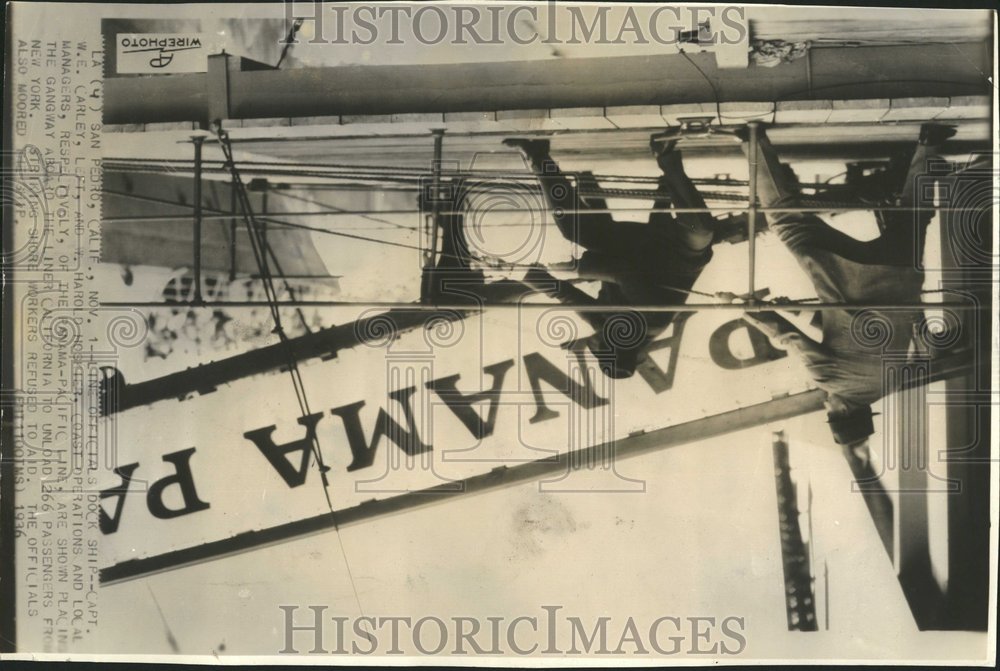 1936 Official Dock Ship Capt Carley Pacific - Historic Images