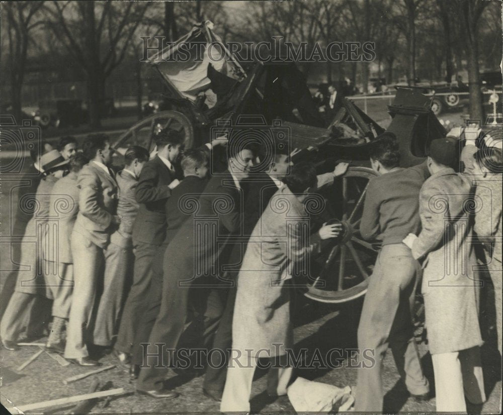 1930 Northwestern Students Fuel Bonfire - Historic Images