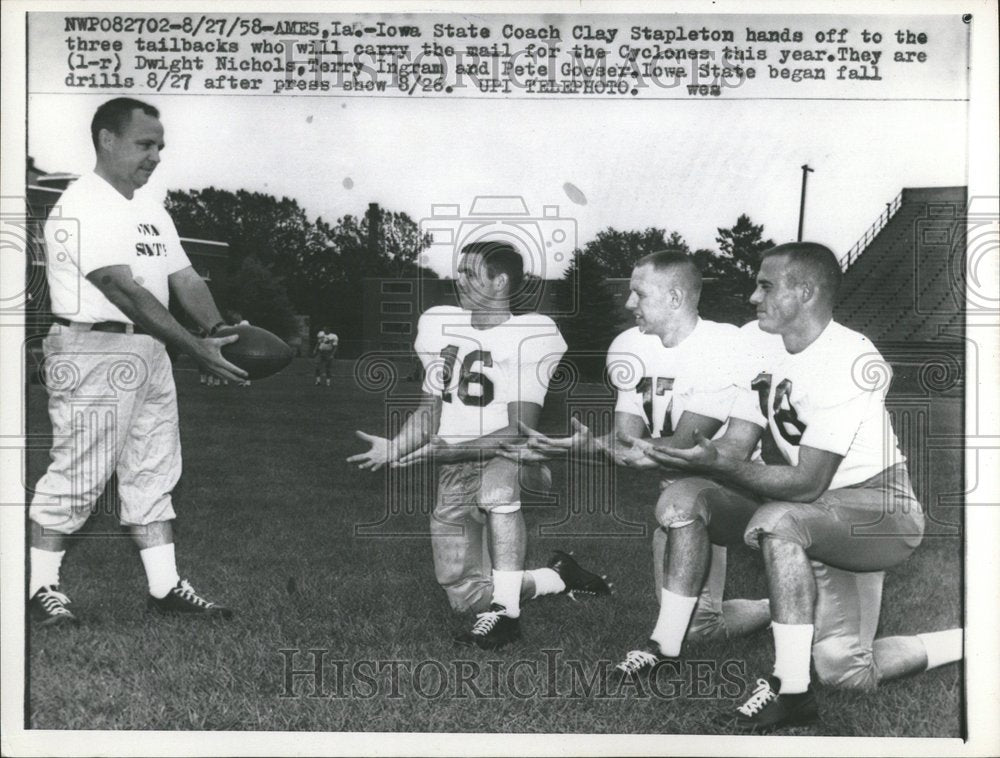 1958 Clay Stapleton Iowa Coach Tailbacks - Historic Images