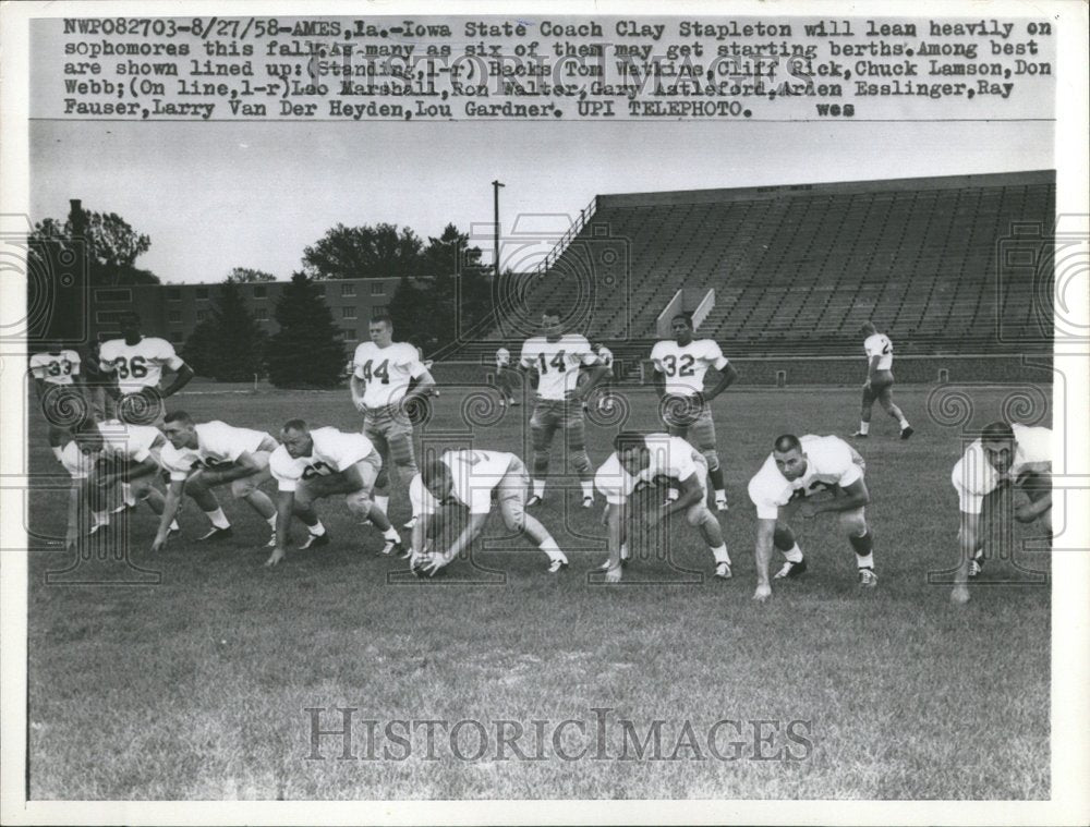 1958 Iowa State Coach Clay Stapleton - Historic Images