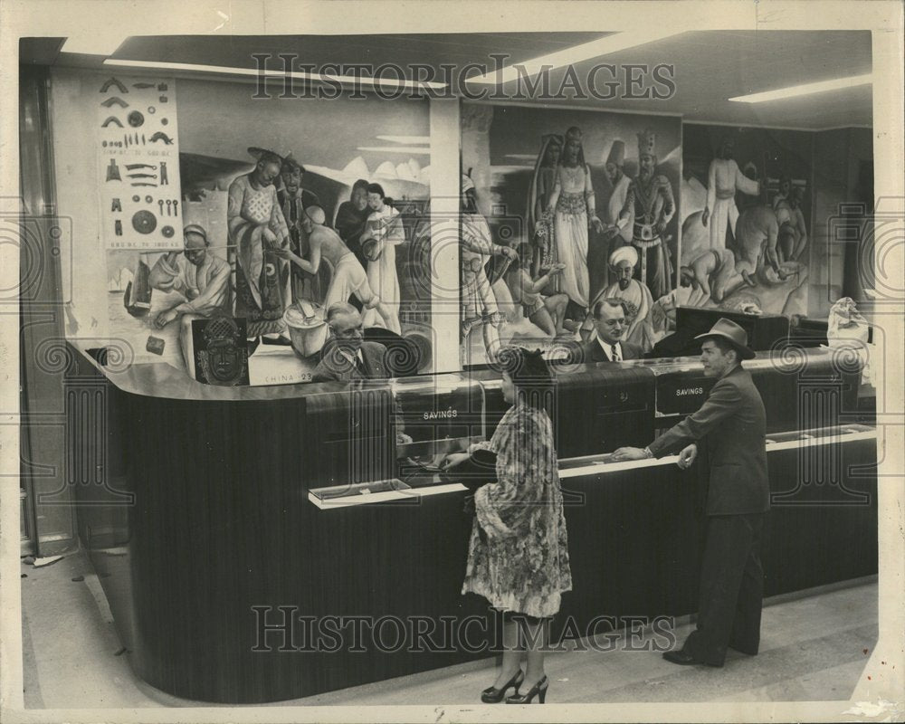 1946 Bank Strike Murals Interior - Historic Images