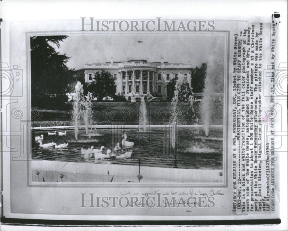 1961 black white kennedy christman party - Historic Images