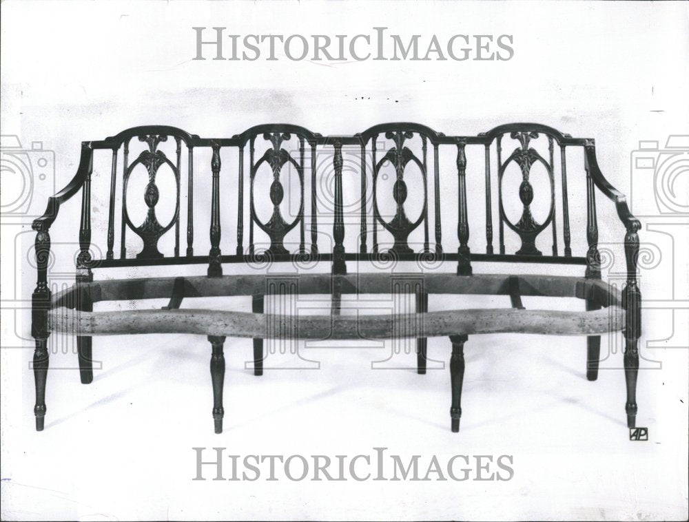 1962 Bowed Back Sheration Mahogany Settee - Historic Images