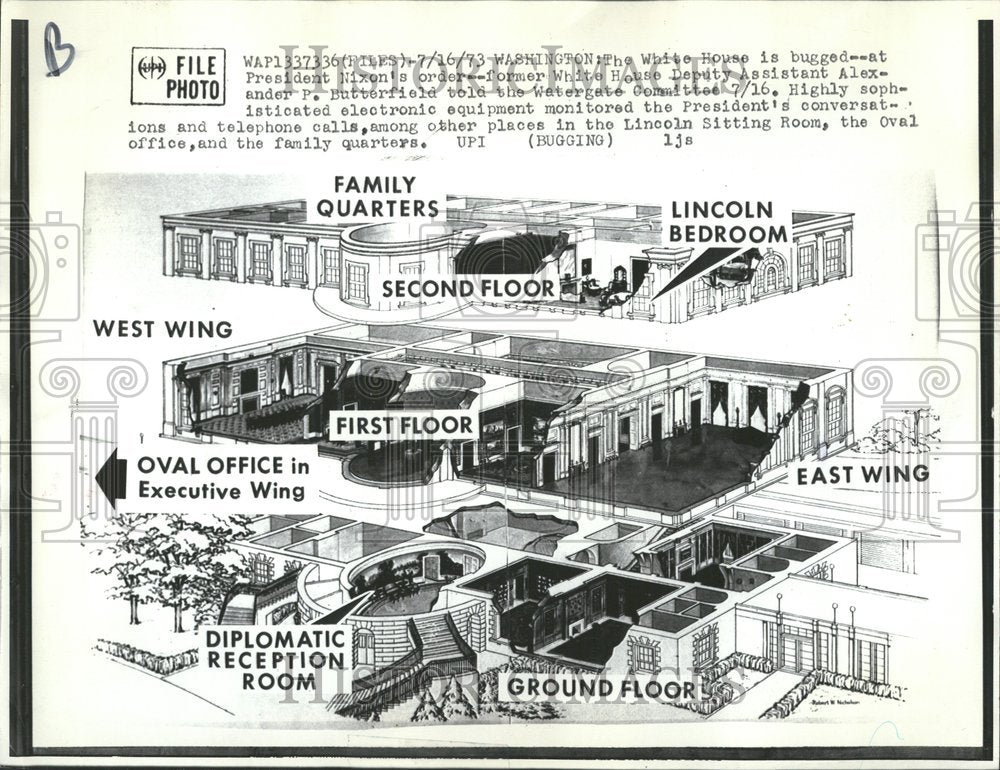 1981 Watergate Scandal White House Diagram - Historic Images