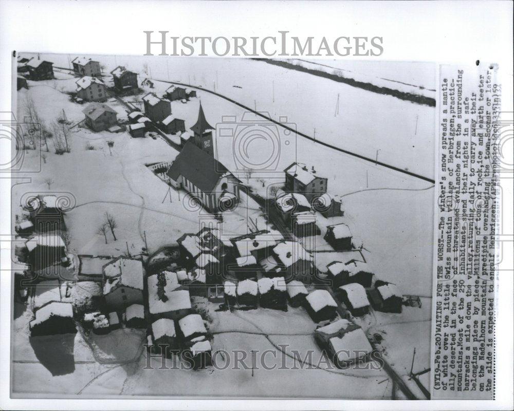 1959 Snow Covered Swiss Village Herbriggen - Historic Images