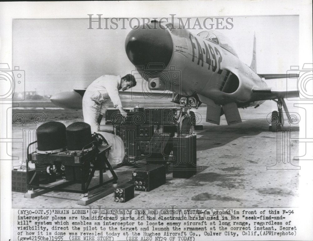 1955 The electronic brain in front of F-94 - Historic Images