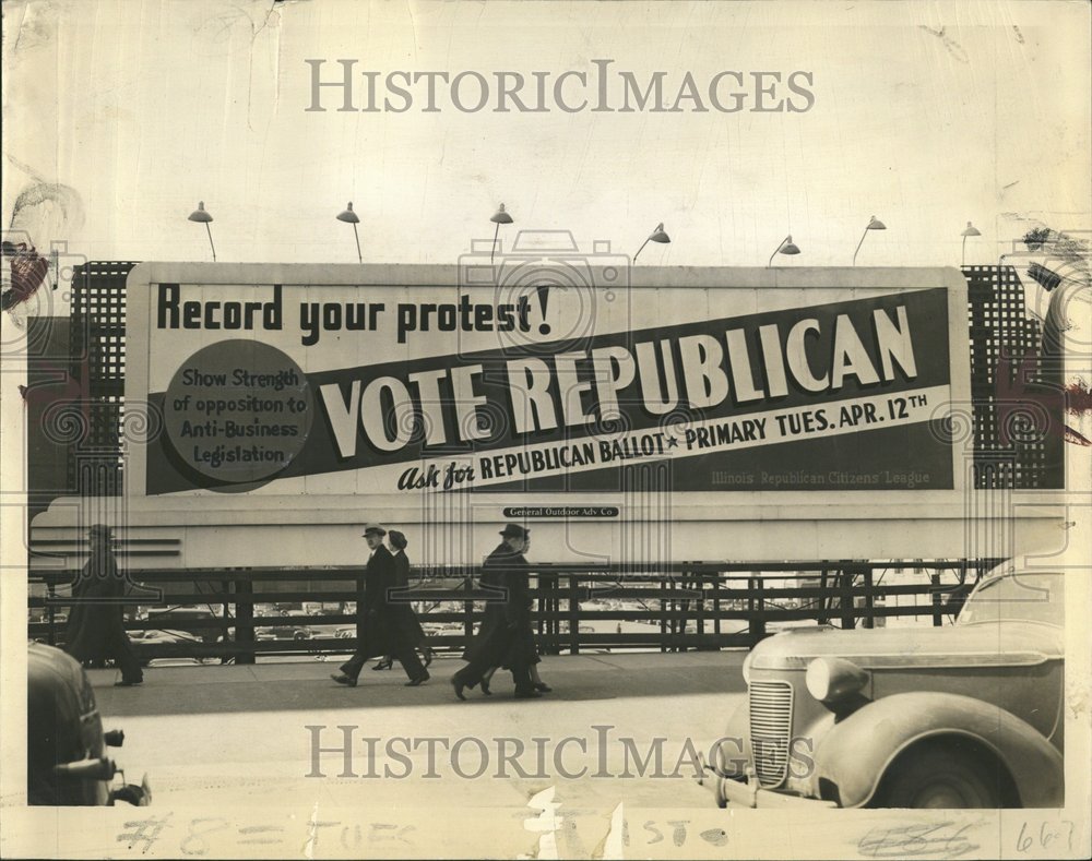 1938 Large Vote Republican campaign sign - Historic Images