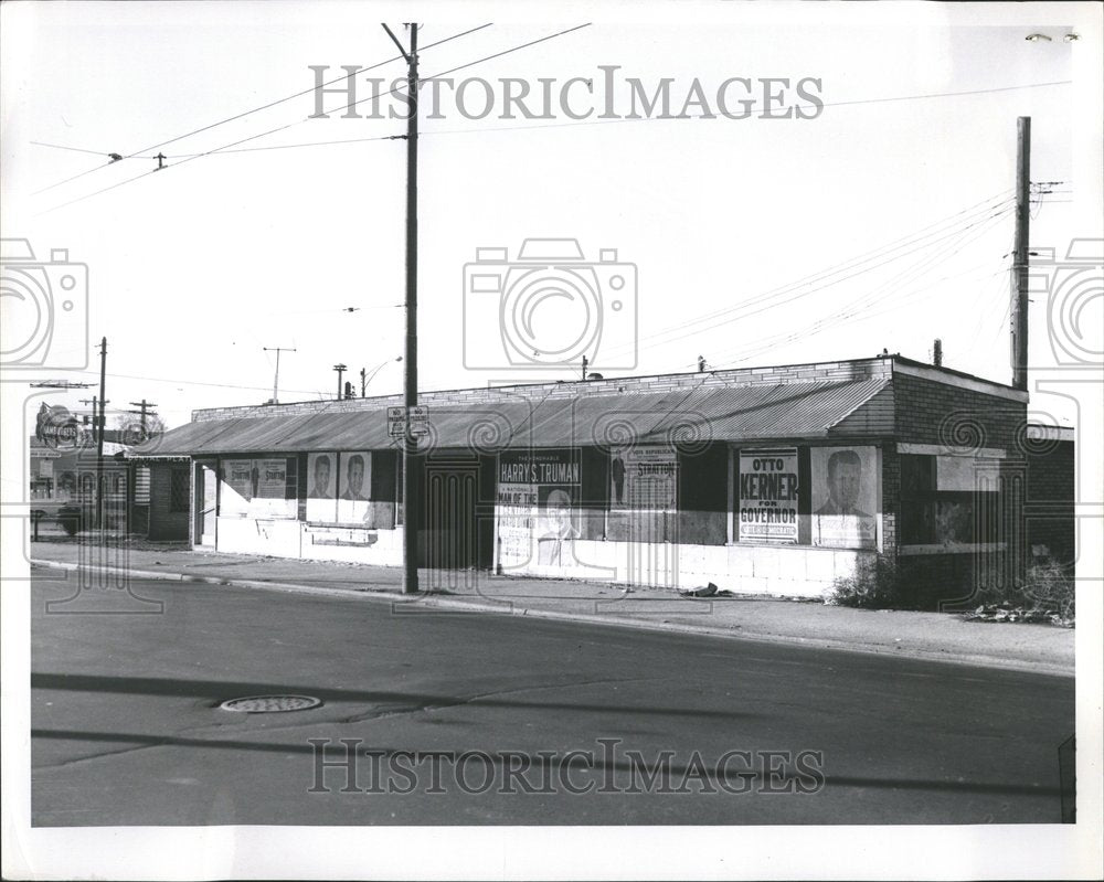 1960 Election Postors on empty bldg. - Historic Images