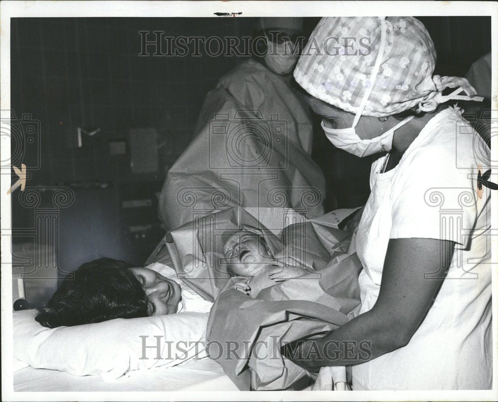 1976  Nurse Mary Ann St Johns Hospital Baby - Historic Images