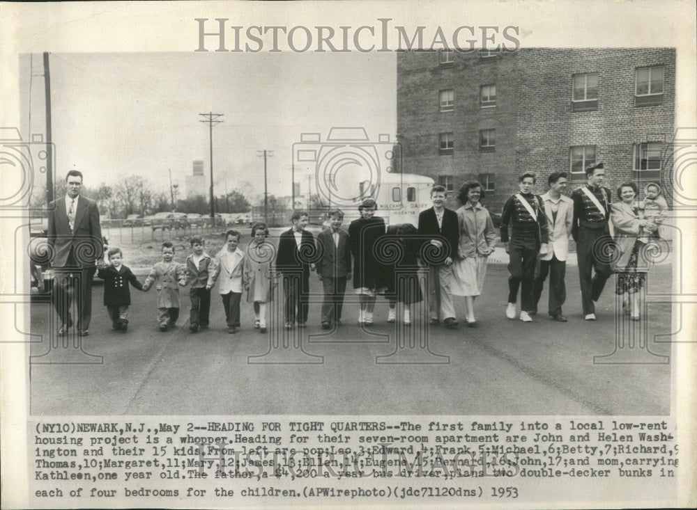 1953 John Helen Washington 15 Child Family - Historic Images