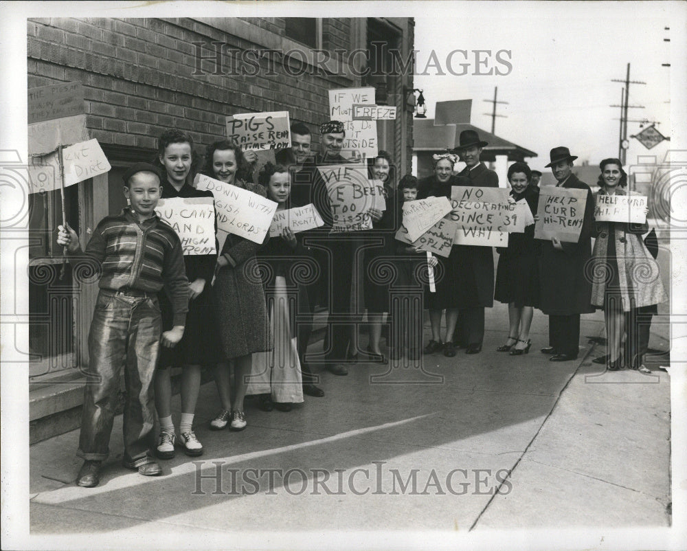 1941 Detroit Strike Protest Rent Increase - Historic Images