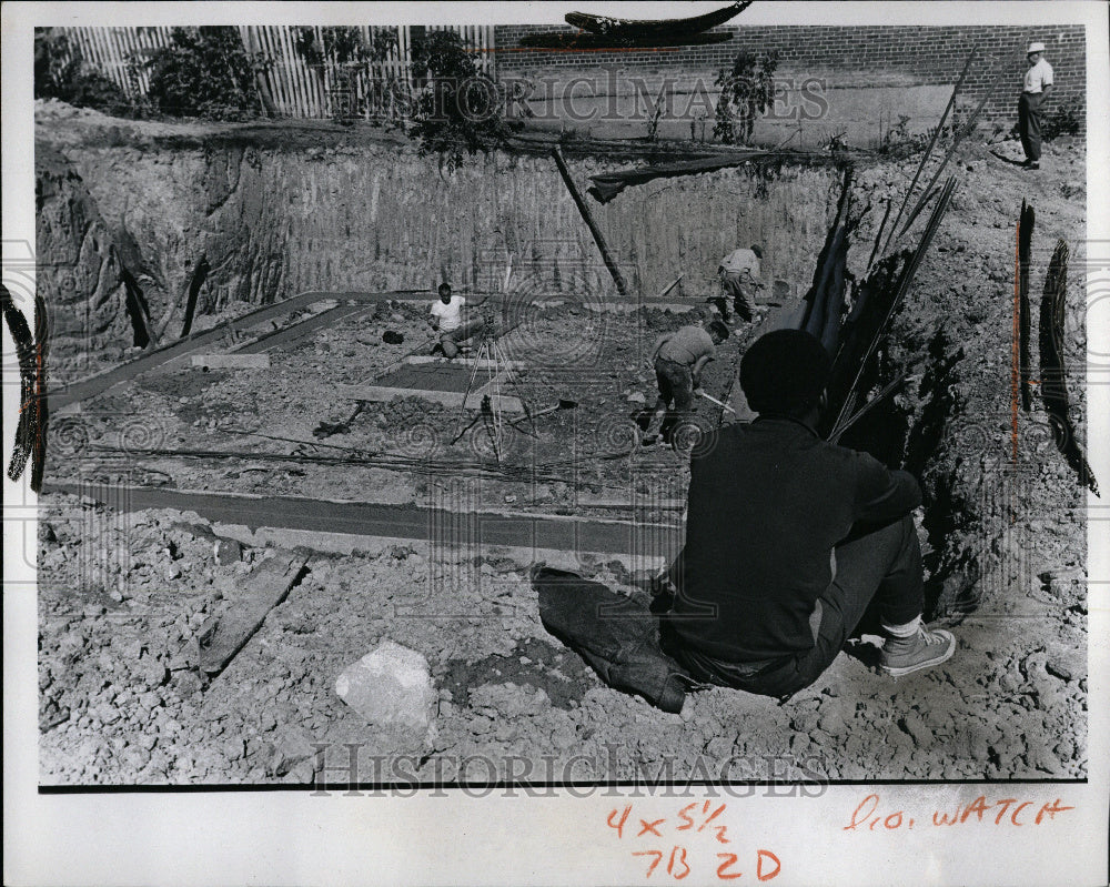 1972 Boy Watching McDonalds Construction - Historic Images