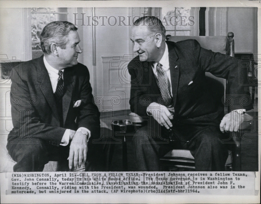 1964 Pres Johnson Gov Connally White House - Historic Images