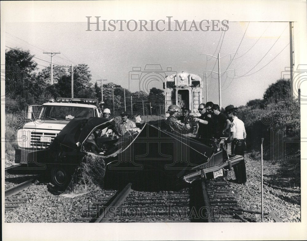 1988 Train Kills Driver Fire Police Officia - Historic Images