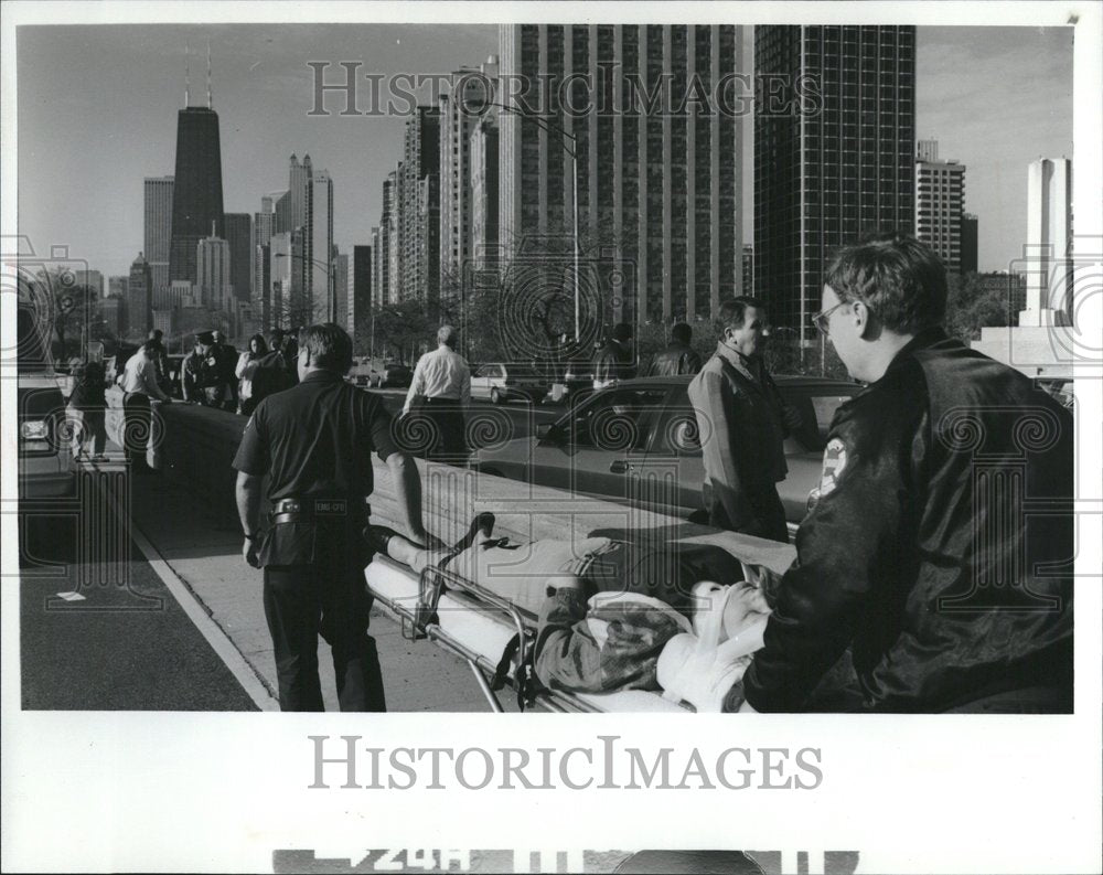 1993 Accident Scene North Lake Drive Rush - Historic Images