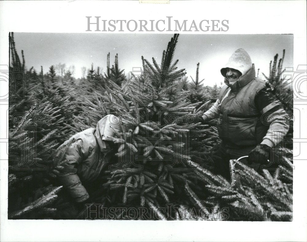 1991 Christmas Tree Fiancee Karen Rick Yule - Historic Images