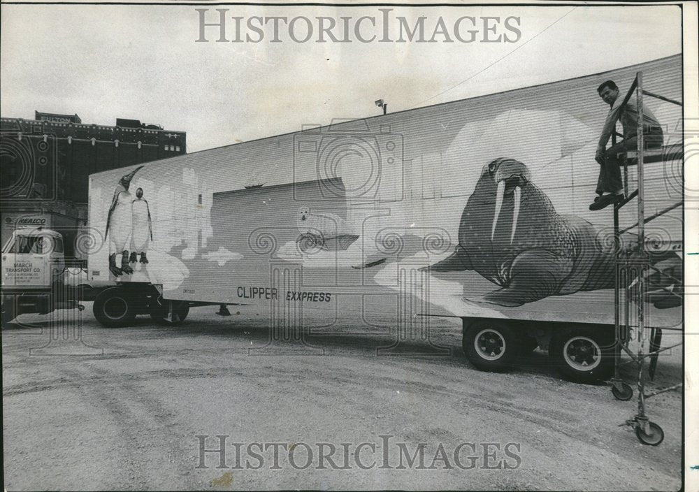 1974 Mural Truck Character One Cast Artwork - Historic Images