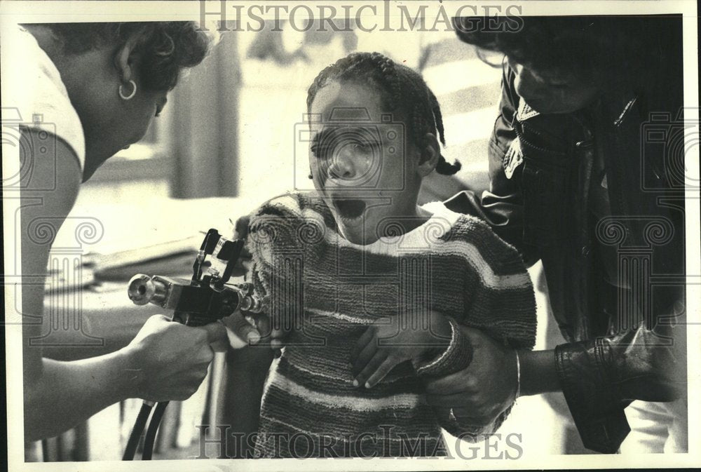 1980 Vaccination Stream Down Cheek Larhonda - Historic Images