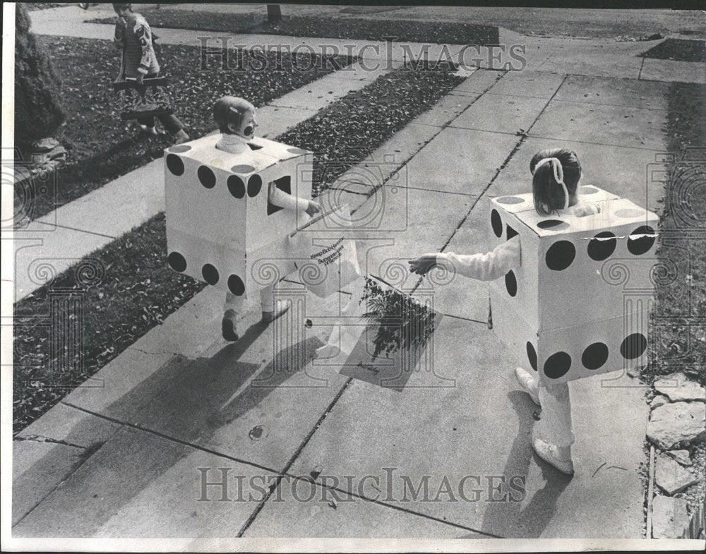 1970 Halloween Trick Treaters as dice - Historic Images