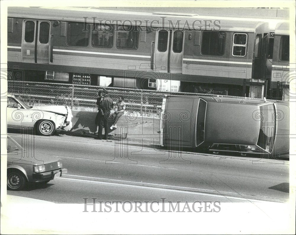 1987 Two Car Crashed Accident Chicago Area - Historic Images