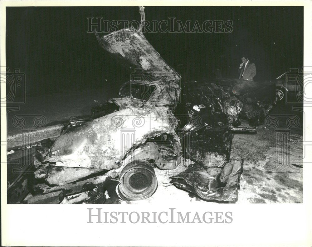 1984 hree cars that exploded in fire - Historic Images