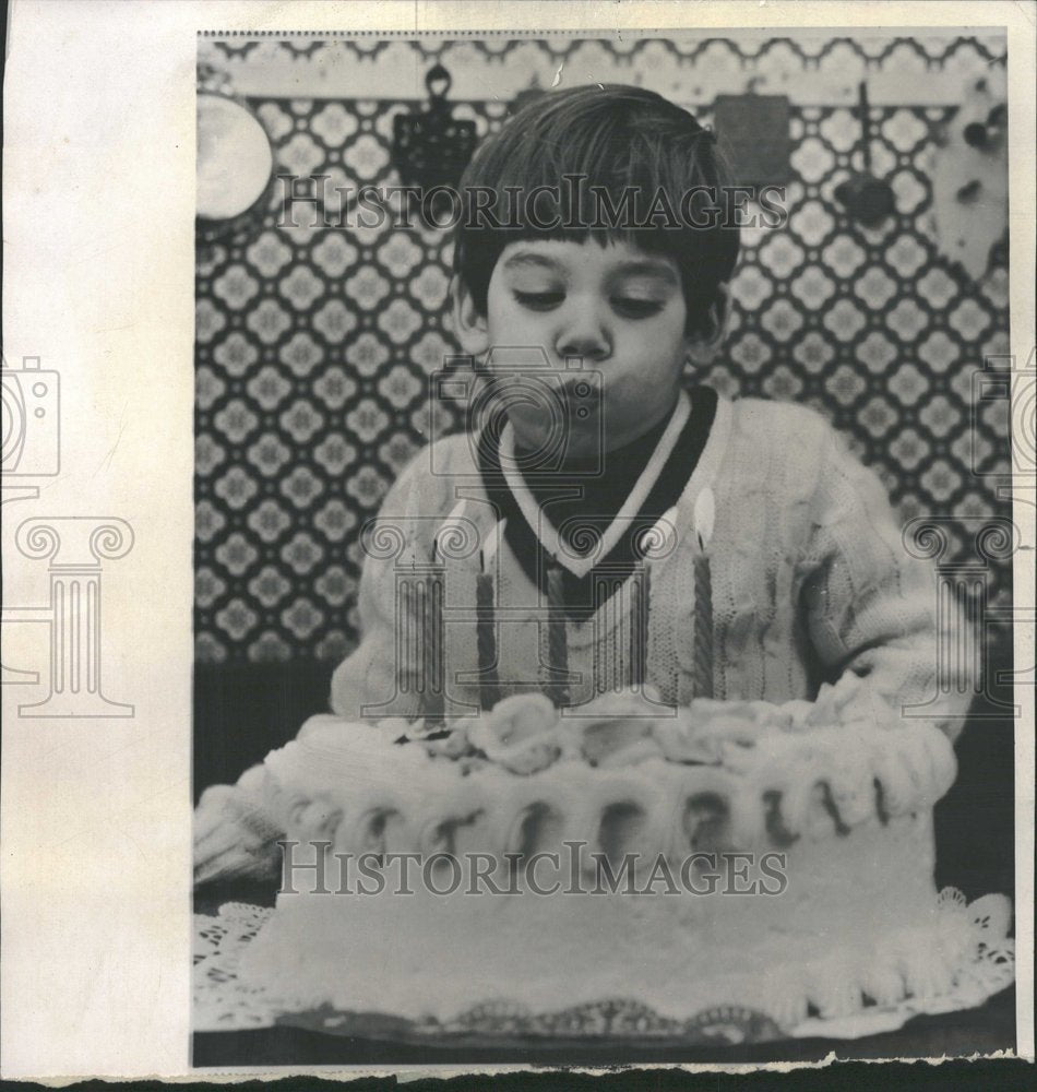 1970 Boy With Cystic Fibrosis Blows Candles - Historic Images