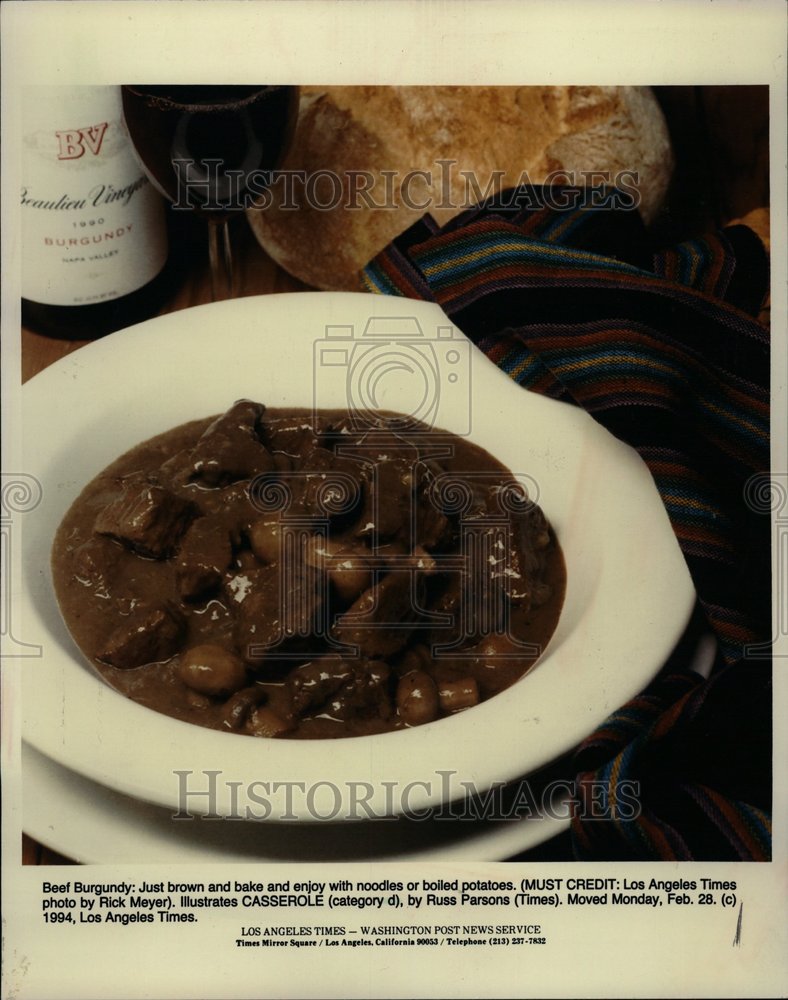 1994 Beef Burgandy Noodles Potatoes Food - Historic Images