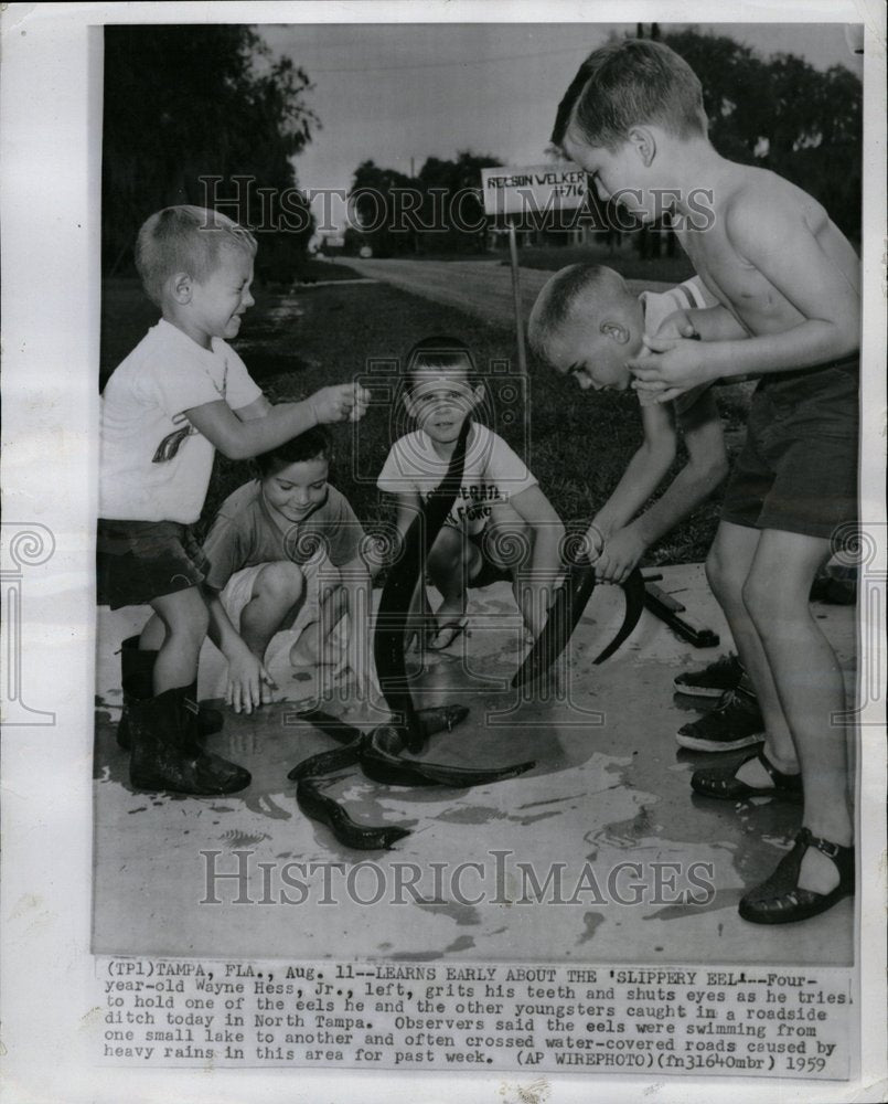 1959 Children Play With Eels Tampa Florida - Historic Images