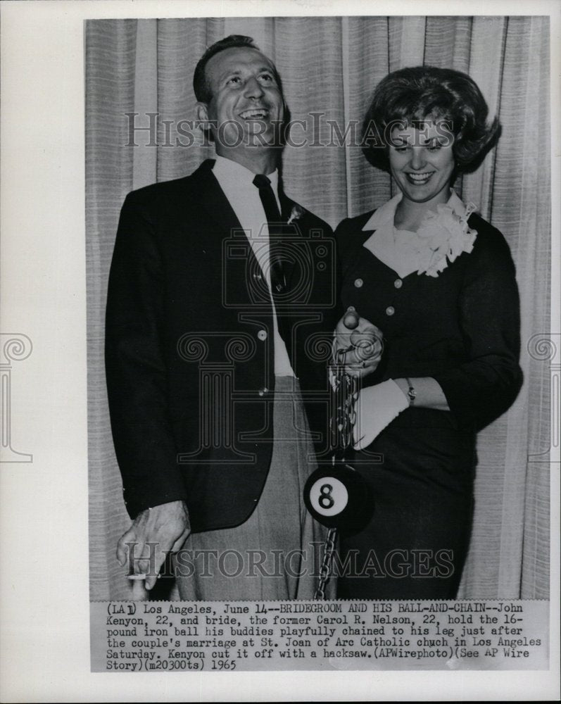 1965 Bride Holds Groom&#39;s Ball And Chain - Historic Images