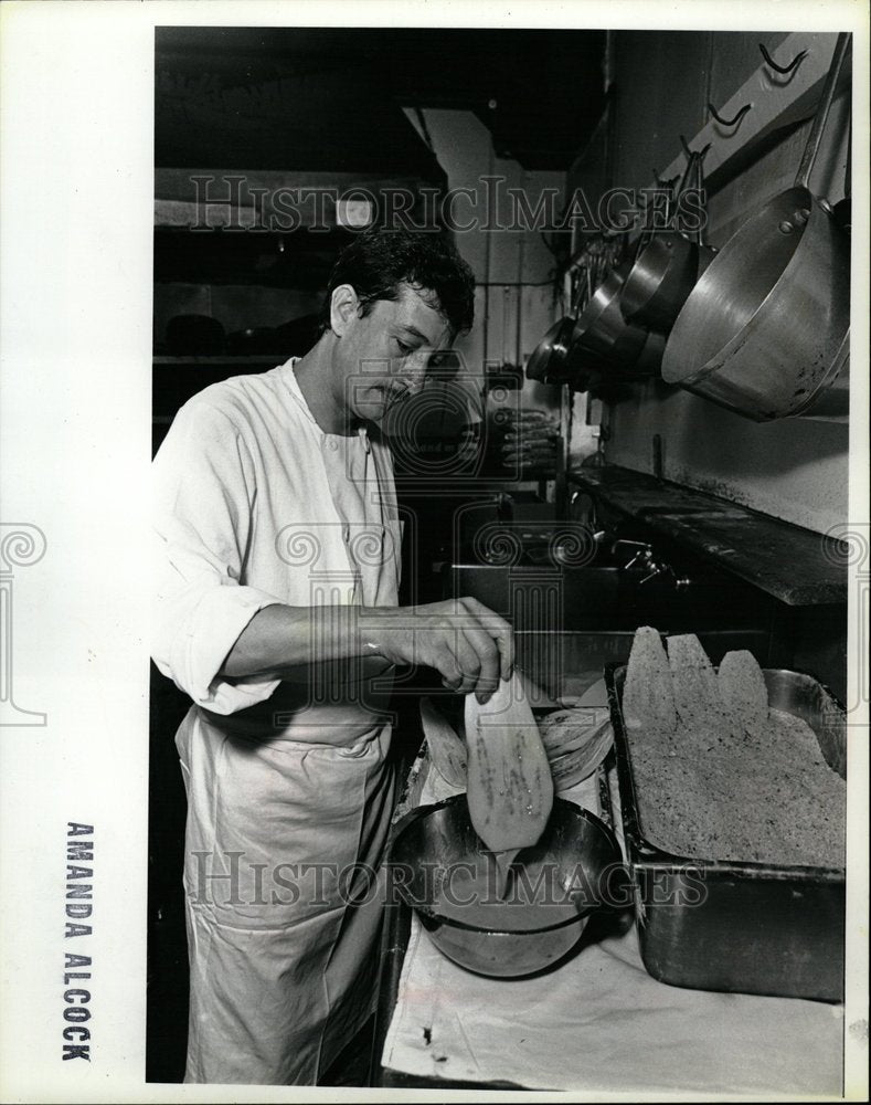 1993 Chef Dips Eggplant Strips Into Batter - Historic Images