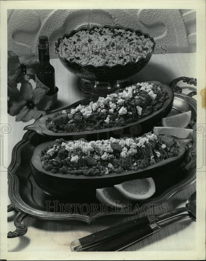 1982 Stuffed Eggplant Food Dinner - Historic Images