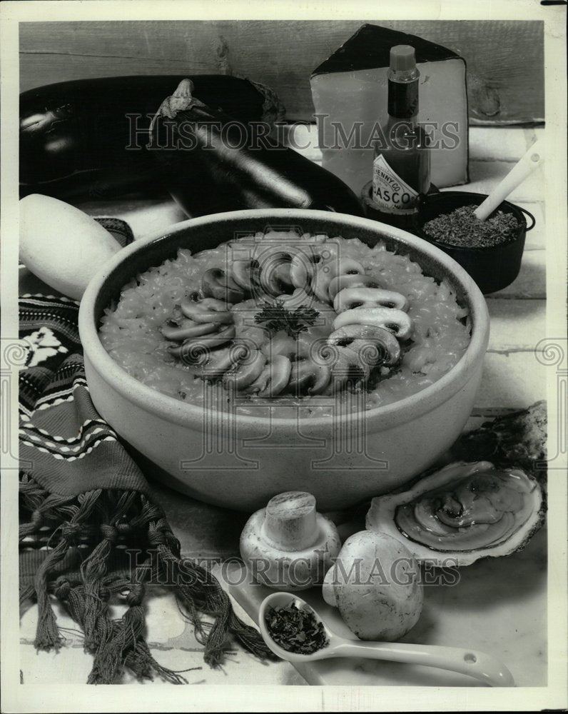 1982 Eggplant Oyster &amp; Mushroom Casserole - Historic Images