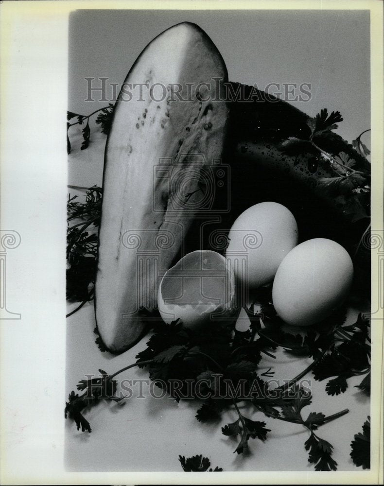 1986 Eggplant With Eggs And Cilantro - Historic Images