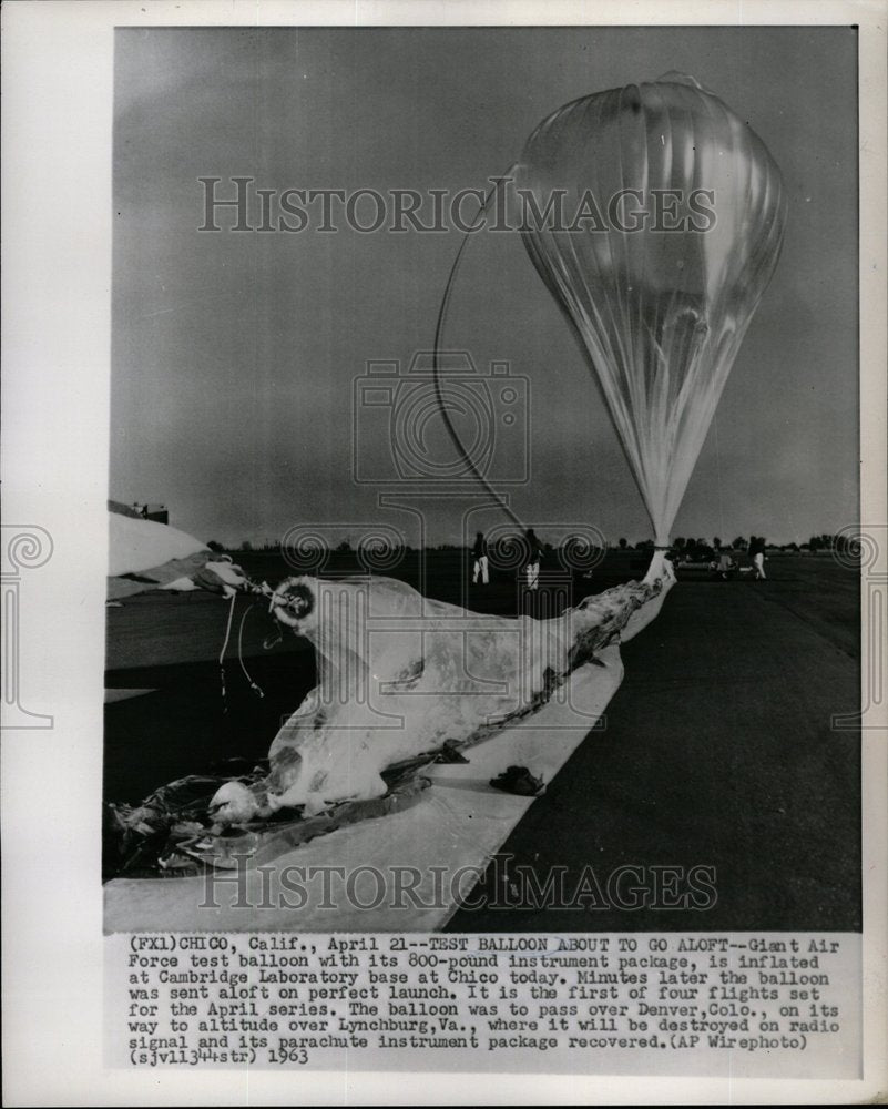 1963 Test Balloon About To Go Aloft - Historic Images