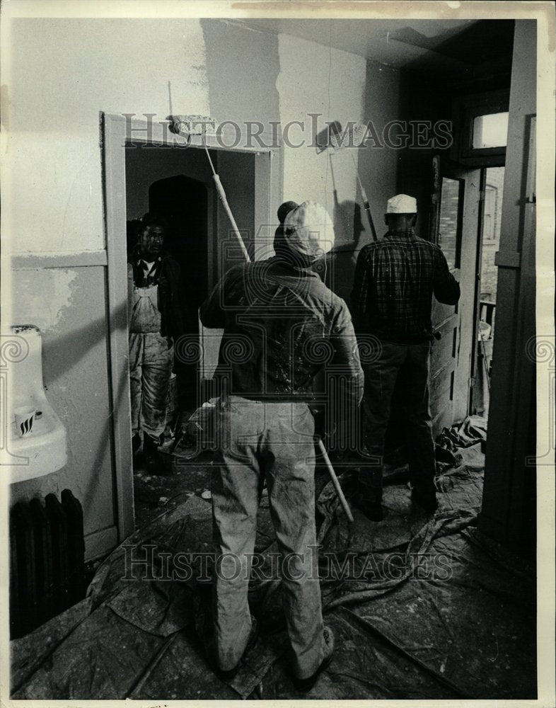 1966 Workers Paint Low Income Housing - Historic Images