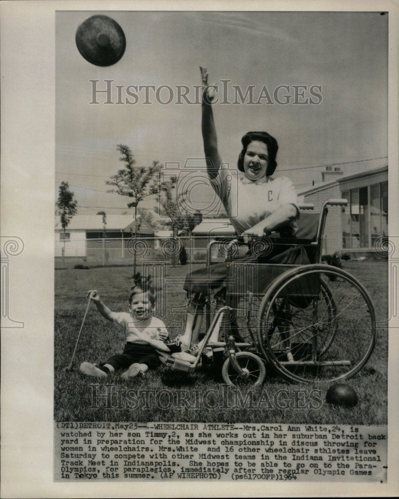 1964 WheelChair Athlete Discus Thrower - Historic Images