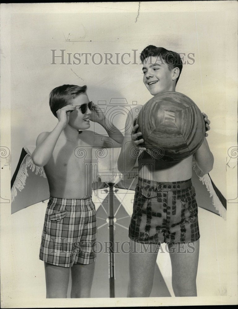 1956 Children Modeling Kaynee&#39;s Swim Trunks - Historic Images