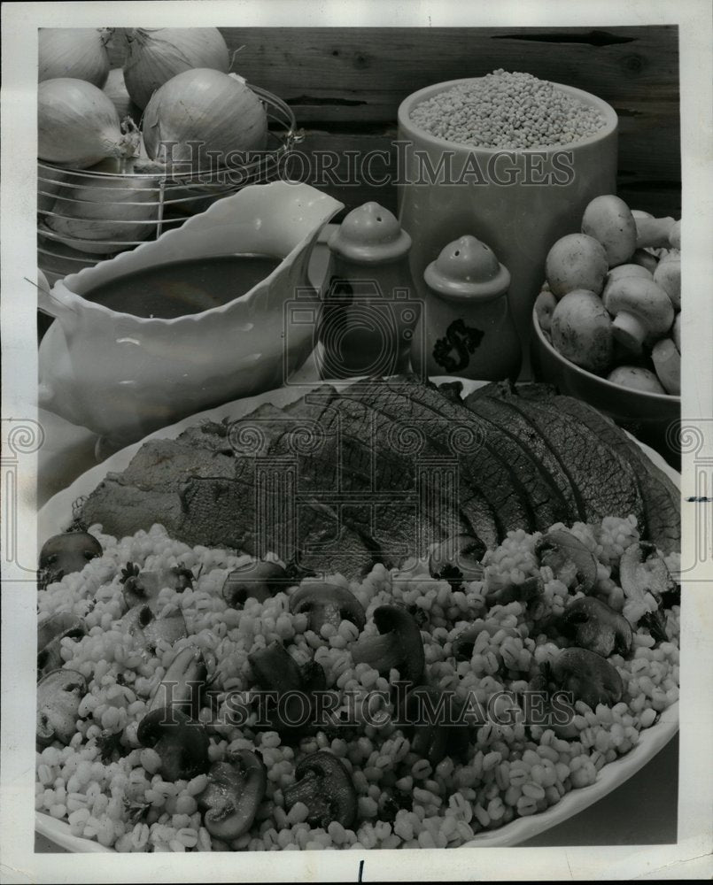 1975 Barley Mushrooms Pot Roast Dishes Food - Historic Images