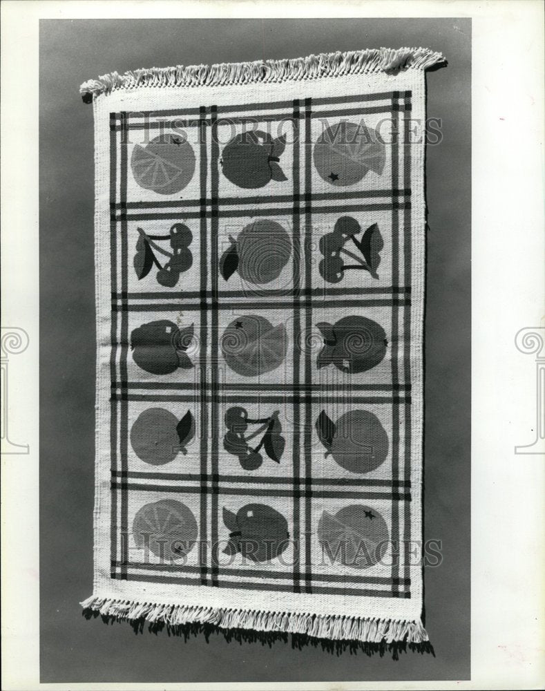 1993 Grid- And- Fruit Pattern Cotton Rugs - Historic Images