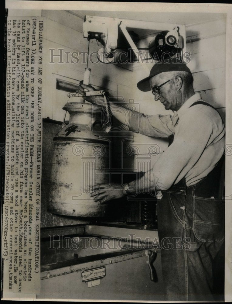 1953 Farm Farmer Gensler Edmond McLouth - Historic Images