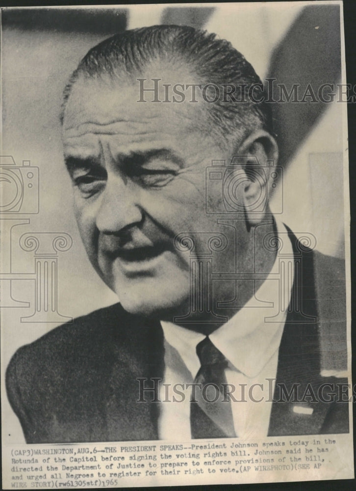 1965 President Lyndon Johnson Voting Rights - Historic Images