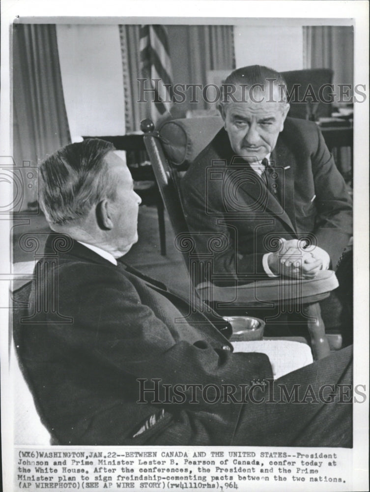 1964 President Johnson Lester B. Pearson - Historic Images