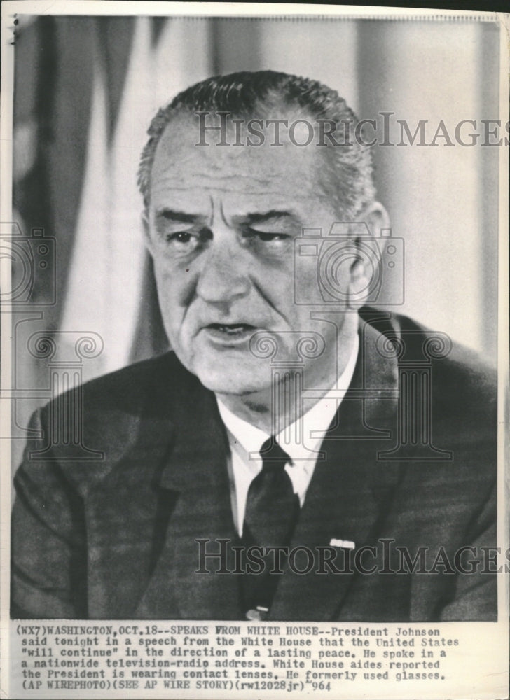 1964 President Johnson Address Peace - Historic Images