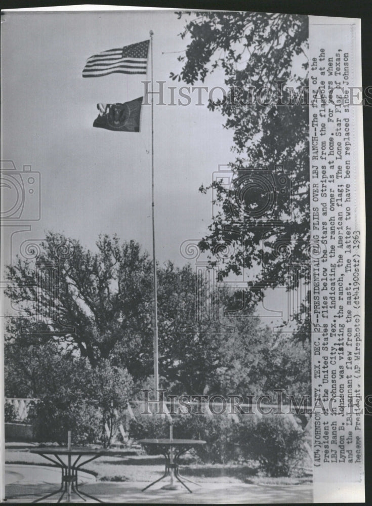 1963 Presidential Flag Over LBJ Ranch Texas - Historic Images