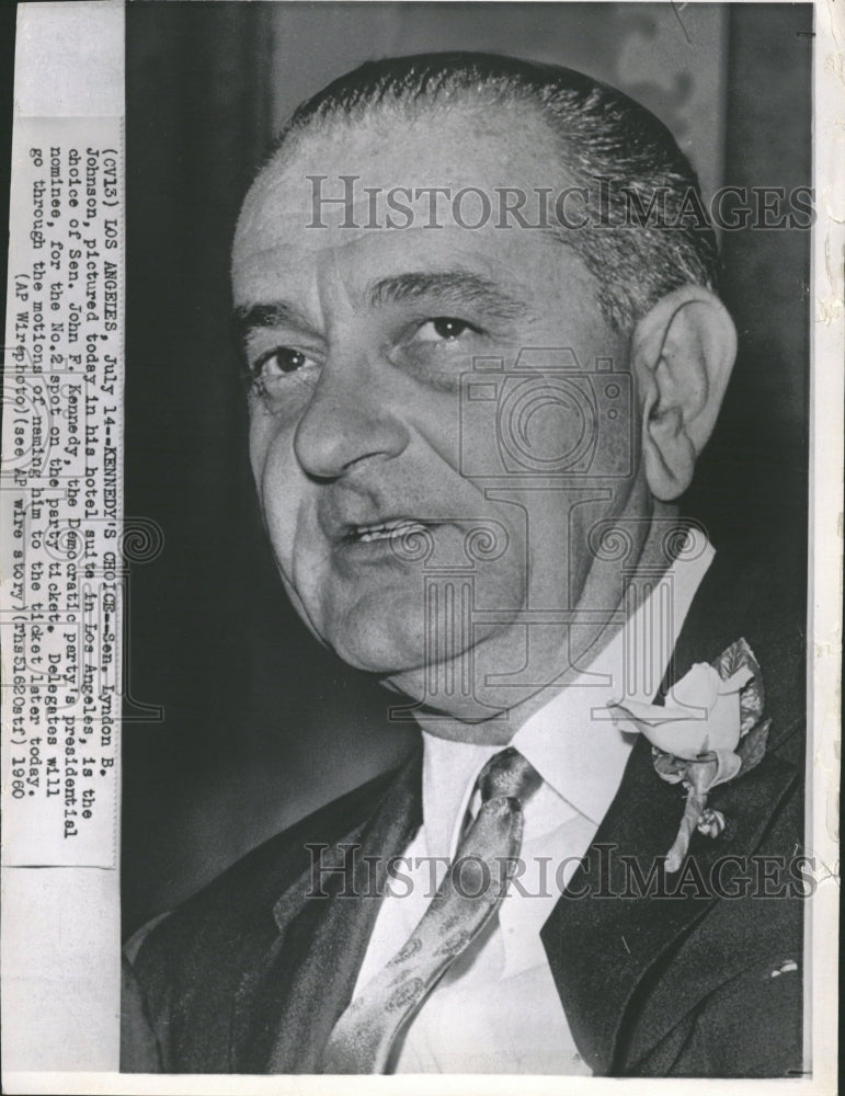 1960 Sen. Johnson in Los Angeles Hotel - Historic Images