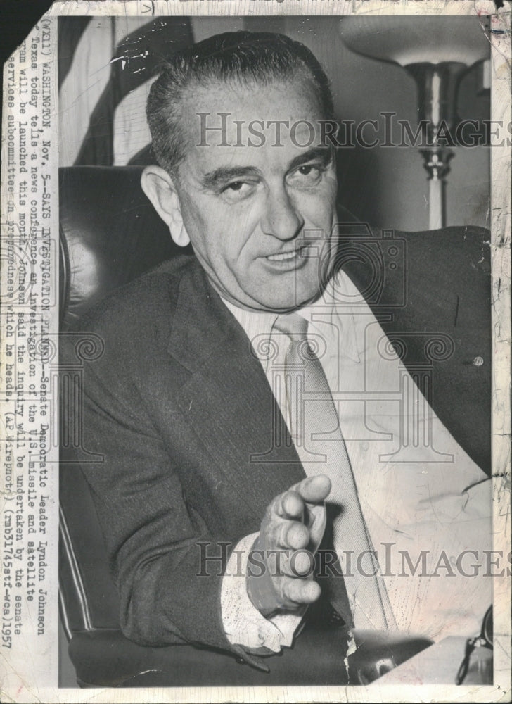 1957 Senate Democratic Leader Lyndon Johnso - Historic Images