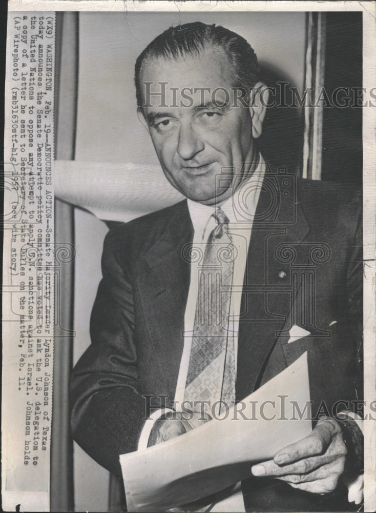 1958 Senator Lyndon Johnson U.N. Israel - Historic Images