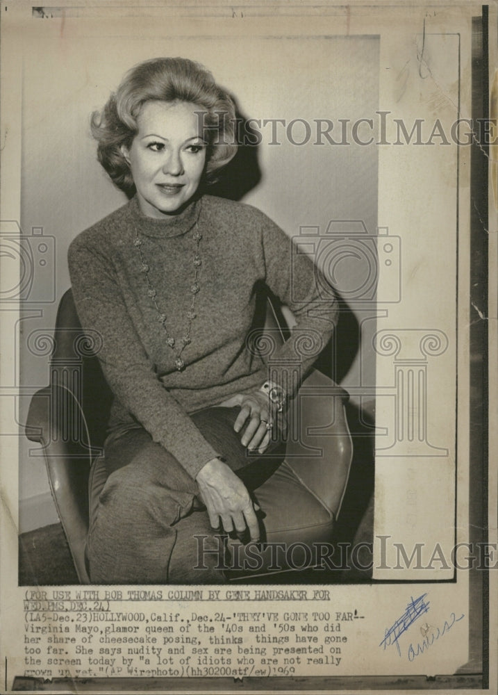 1969 Virginia Mayo, opinion about TV-nudity - Historic Images