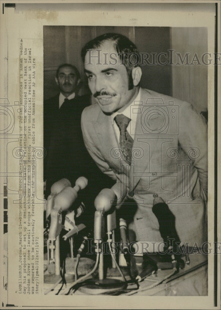 1972 King Russein of Jordan announcement - Historic Images