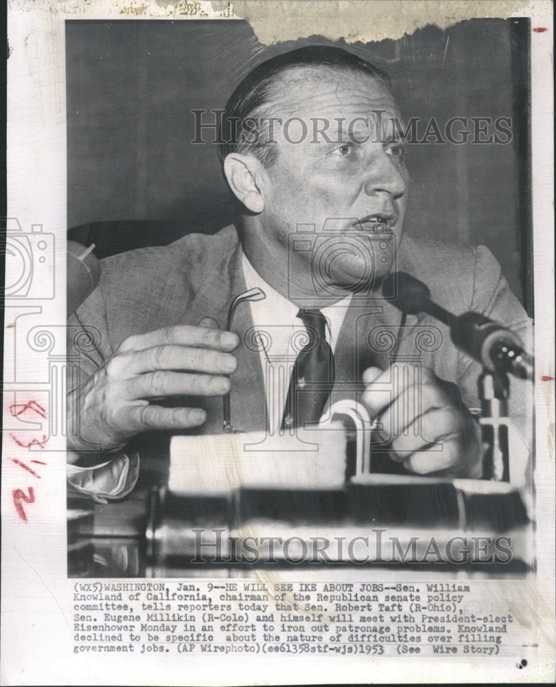 1953 Senator Willliam Knowland Politician - Historic Images